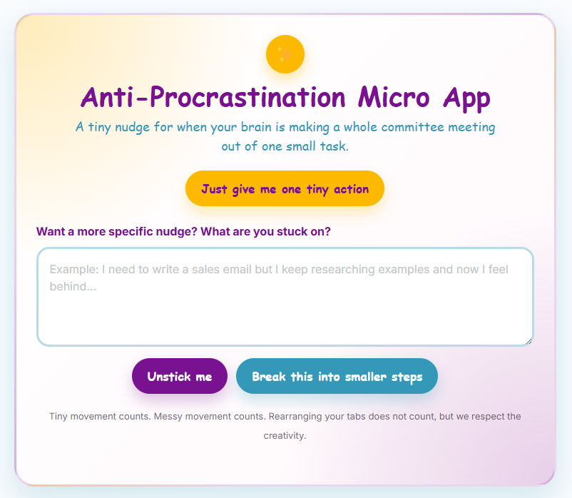 anti-procrastination micro app